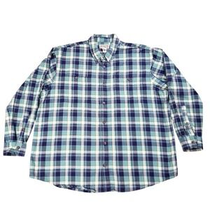 Duluth Trading Free Swinging Flannel Shirt 2XL Blue Plaid Cotton Outdoor